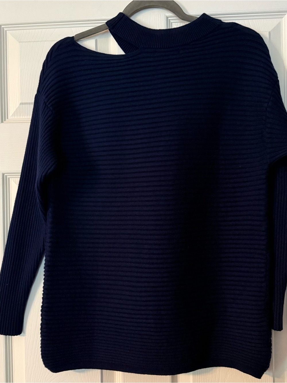 Navy Off-Shoulder Sweater - Picture 5 of 7